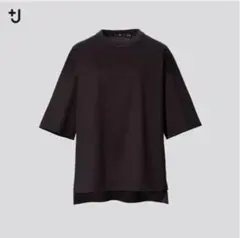 UNIQLO×+JスーピマコットンオーバーサイズＴ(5分袖)Sサイズ ブラック