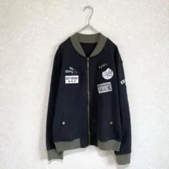 ブルゾン フルジップ ディズニー ワッペン プリント ブラック L