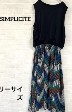 Simplicite シンプリシテェ ノースリーブワンピース ウエスト切替
