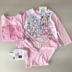 名探偵プリキュア 光る2枚パジャマ 110cm ピンク 長袖 半袖　新品・未使用のサムネイル