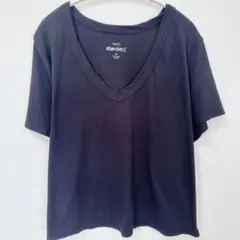 rue21 3X 黒 Vネック リブTシャツ 大きいサイズ 3L 4L 半袖