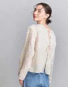 【未使用品】セルロースナイロン　エンブロイダリー　シャツ　オフホワイト BEAUTY&YOUTH UNITED ARROWS｜セルロースナイロン エンブロイ