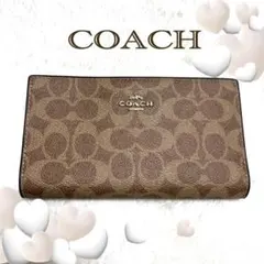 COACH スリム ジップウォレット シグネチャー キャンバス 二折 財布 美品のサムネイル
