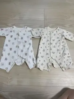 赤ちゃん本舗　キルティングパジャマロンパース60cm くまさん&木馬　メルヘンのサムネイル