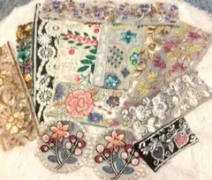 インド刺繍リボンハギレ　1.5m以上　No.9302