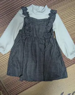 any famフリル付きチェックワンピース 110