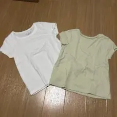 Next コットン半袖Tシャツ2枚セット（ホワイト・ライトグリーン） 104cm