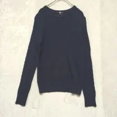 ユニクロ 　コットンカシミヤ 　ケーブルニット ネイビー　 M