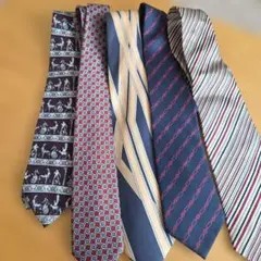 シルク100% 赤と黒のネクタイ5本セット新社会人【お値下げ】