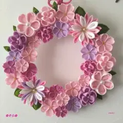 ✿つまみ細工リース（大きめ）桜✿