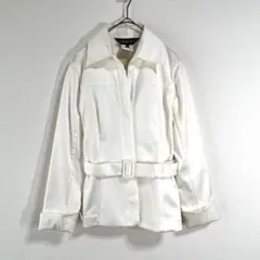 インディヴィ　ジャケット　ベルト　ストレッチ　比翼仕立て　ワールド　日本製　38