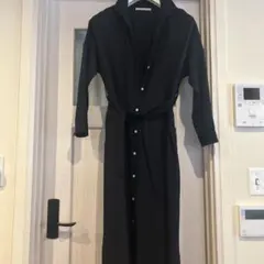 Upper hights シャツワンピース 長袖ウエストリボン付き