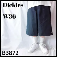 ディッキーズ チノ ハーフパンツ 大きいサイズ 膝丈 丈長め 黒 36インチ