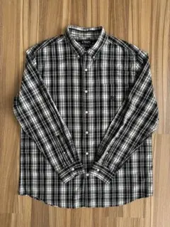 CHAPS ボタンダウンシャツ 黒白チェック インド製 XL easy care
