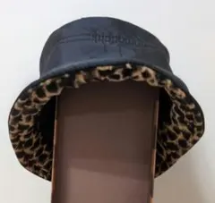 黒　バケットハット　リバーシブル　ヒョウ柄　60cm
