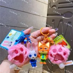 ❤️ズートピア2　ジュディ＆ニック 肉球ぬいぐるみ付き キーホルダー ストラップ