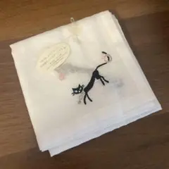 ブルーミング中西 手刺繍 ポワンポワン ハンカチーフ ハンカチ 黒猫 ねこ