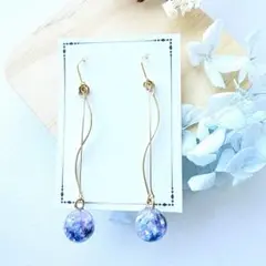 マ*カ様 一点物｜スワロフスキーの星屑ボール ロングピアス【18金メッキ】金具変