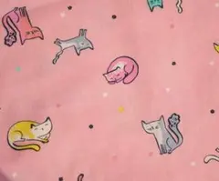 アメリカ 猫 小花 88×53 USAコットン はぎれ ピンク プリント生地
