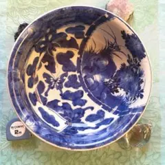 伊万里焼　染付　蝶々　菊　牡丹　吉祥紋様　大鉢