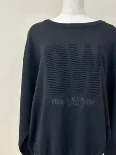 ブラック＆ホワイト セーター LL 黒 ウール テリア刺繍 立体ロゴ 訳ありのサムネイル