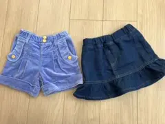 女の子 ガールズ スカート ＆ショートパンツ2枚セット　100