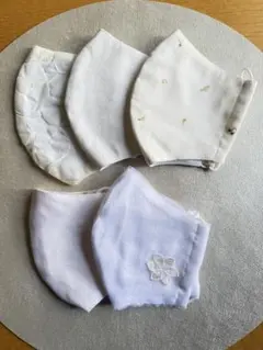 【ホワイト系】ハンドメイド立体マスク5点セット