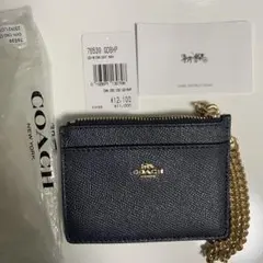 COACH コーチ パスケース コインケース 小銭入れ 本革 ネイビー 未使用