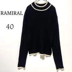 RAMIRAL♡ハイネックリブニット　セーター　バイカラー　ブラック　L