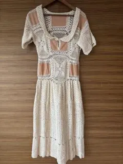 【未使用】ジャンティーク購入　クロシェ編み　ニットワンピース　vintageのサムネイル