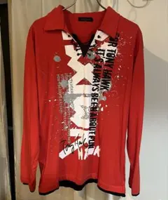【Y2K】トニーホーク レースアップ 長袖Tシャツ スケーター 赤 LLのサムネイル