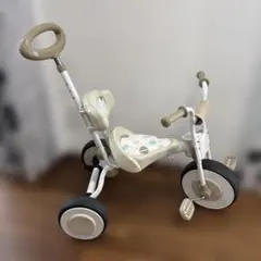 【美品】アイデス ナチュラルトライク 三輪車 プー＆ハニー 押し棒付きのサムネイル