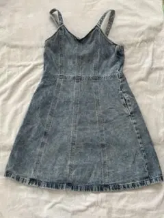 キッズ デニムグレー ストラップ付きジャンバースカート 150cm