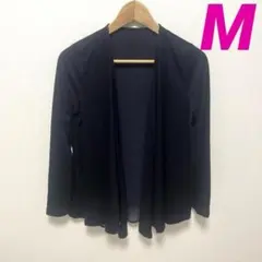 美品 カーディガン 長袖 シンプル トップス レディース ブラック 黒 M 古着