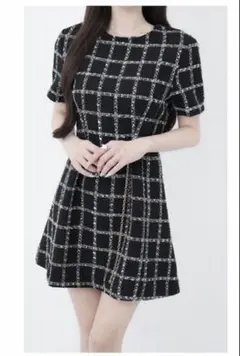 Lumignon Pink tweed bijou flare dress - メルカリ