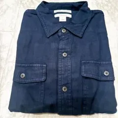 フランネルシャツ スリムフィット 長袖 メンズ ネイビー シンプル 秋 冬