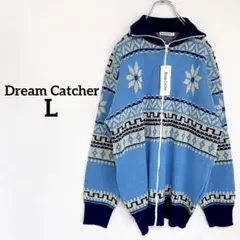 【新品】ドリームキャッチャー　ジップアップニット　セーター　ノルディック柄　L