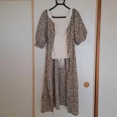 【未使用タグ付】花柄ロングワンピース タンクトップセット