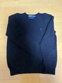ポロ Vネックセーター 黒　M