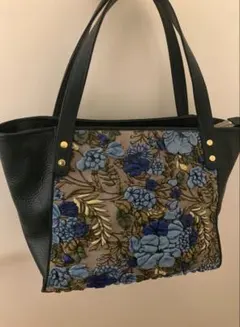 decobranche デコブランシェ 京香 革 ハンドバッグ ブルー 花 decobranche デコブランシェ 京香 革 ハンドバッグ ブルー 花 - メルカリ