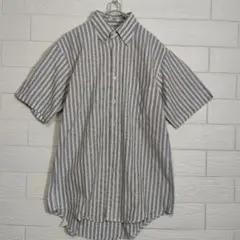 80s USA製 シアーズ ボタンダウンシャツ 半袖 ストライプ Lヴィンテージのサムネイル
