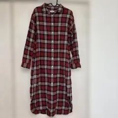 IENA チェック柄 ロングシャツワンピース