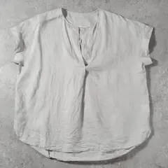 【美品】INED イネド リネン100% プルオーバーブラウス 七分袖 9