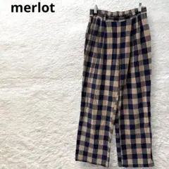 merlot コットンパンツ カジュアルパンツ ストレート チェック柄 薄手 F