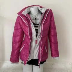 00s y2k Punk grunge pink 重ね着風ダウンジャケット
