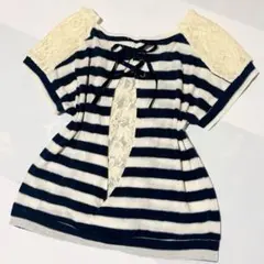 アクシーズaxes femme バックレース編み上げリボンボーダー半袖カットソーのサムネイル