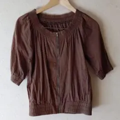 ブラウン バルーンスリーブ ジャケット