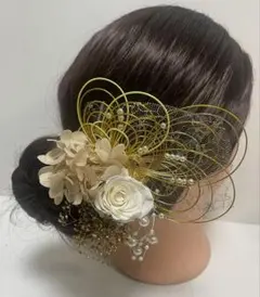 850.成人式　卒業式　水引髪飾り　プリザーブドフラワー