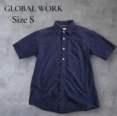 GLOBAL WORK　グローバルワーク　半袖 デザイン シャツ ネイビー S