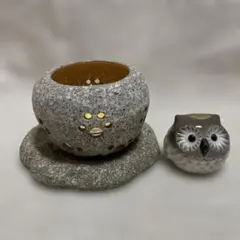 フクロウ置物 (有田焼)とランプシェード(陶器)